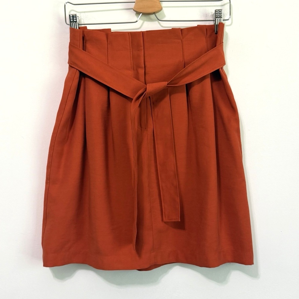 Ann Taylor Skirt 6 Rust Orange Box Pleat Belted Party Summer‎ Trendy Short NEW